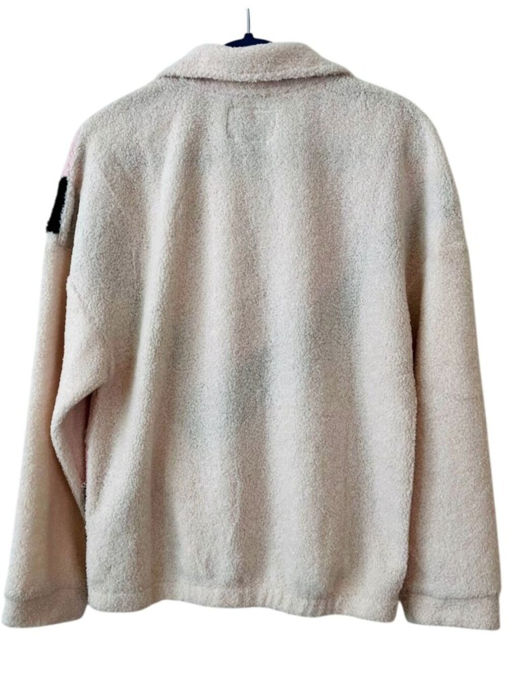 EllandEmm Colorblock Sherpa Pullover Cream Pink Black Quarter Zip Size L NWT - Picture 3 of 6